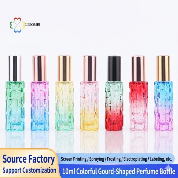 Luxury 10ml Gourd-Textured Glass Perfume bottle with auminum mist spray – Premium Portable Travel Spray Bottle