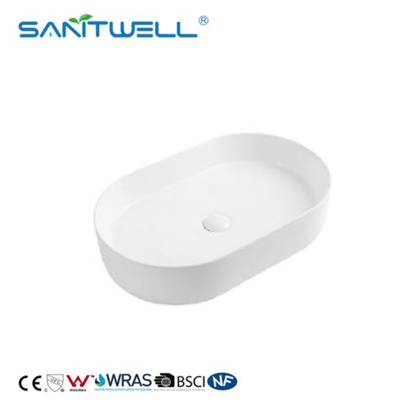 Popular 610mm Oval Above Counter Mounting Washbasin