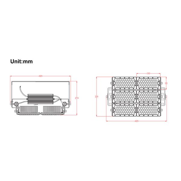 Outdoor Wall Mount High Power Led Flood Light Warm White IP65 3030 140lm/w 480w 67200lm