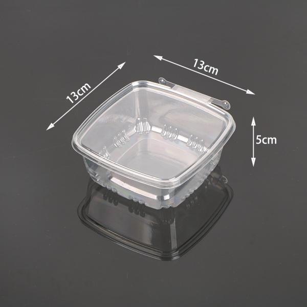 Disposable PET RPET 4/5/12oz Plastic Sauce Salad Container Clear Hinged Tamper Proof Containers