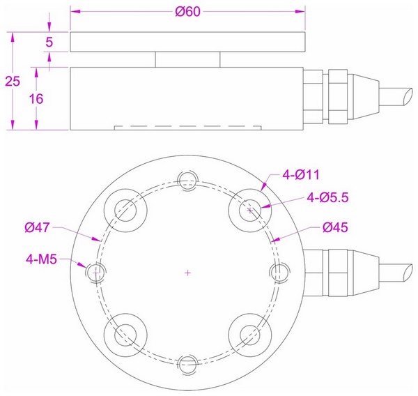 Press force load cell 2kN 3kN 5kN 10kN 20kN with flange mounting Press force sensor