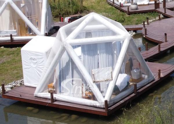 Starry Night Airtight Polygon Camping Tent Inflatable Bubble Hotel Dispense With Permanent Electricity Blower