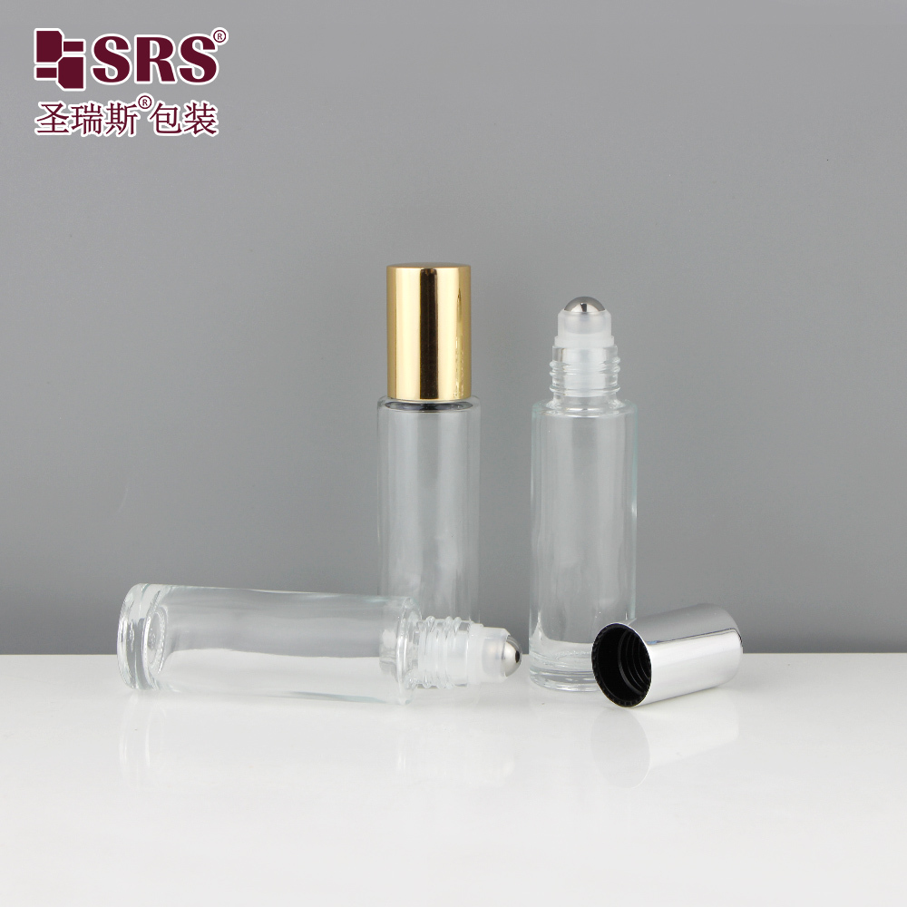 BLPM-15ML Amber Glass Roll‑on Bottle Gold Metal Cap 304 Stainless Steel Roller Ball Essential Oil Perfume Cosmetic Packaging