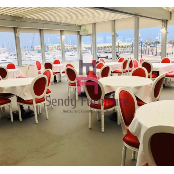 Vintage Round Back Wedding Fabric Lether Wood Restaurant Chairs