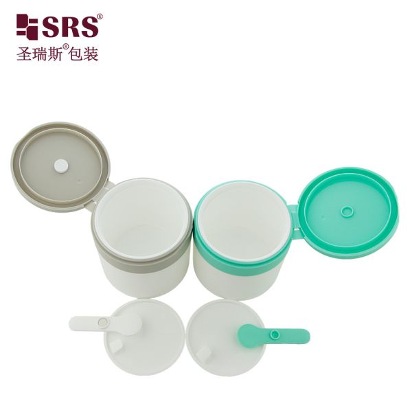 Eco-friendly SRS1 120ml 150ml White PP PCR Plastic Jar With Spoon Tweezers