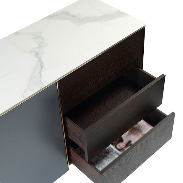 Metal Leg Glass Ceramic Dining Hall Cabinet