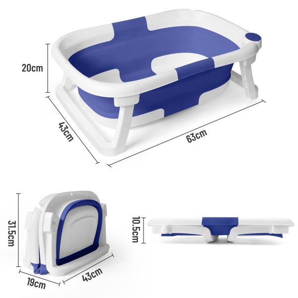 Customized Twice Folding Baby Bathtub Plastic Foldable Bathtub With Cushion