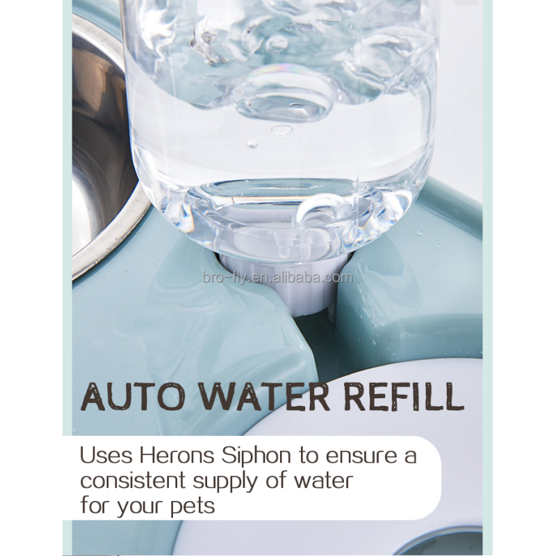 Large Small 3 in 1 Raised Pet Feeder 2 Stainless Steel Bowls and Automatic Water Bowl