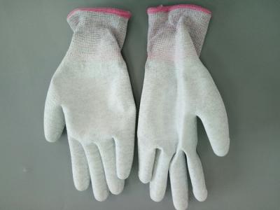 Knitted ESD Cleanroom Gloves PU Palm Coated Coloured Cuffs Static Dissipative