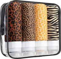 Ensemble de flacons de voyage souples en silicone à motif léopard, rechargeables, approuvés par la TSA, 90 ml