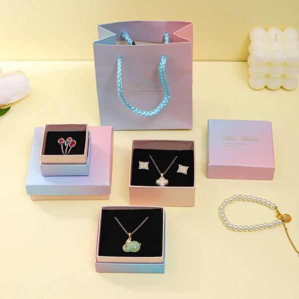 Black Luxury Foam Insert Jewelry Box Paper Packaging Cardboard Jewelry Gift Boxes