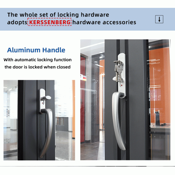 Thermal Break  Impact proof Soundproof Commercial  Accordion Folding Aluminum Doors Double Glazed BiFolding Door