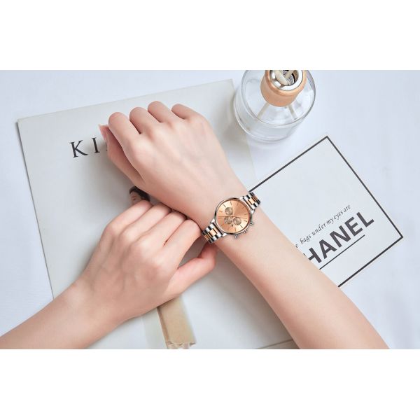 Sport Alloy Quartz Watch Ladies Steel Solid Band Minimalist Waterproof Watch