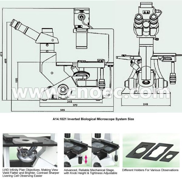 Halogen Lamp 40X Inverted Optical Microscope Infinity Plan A14.1021