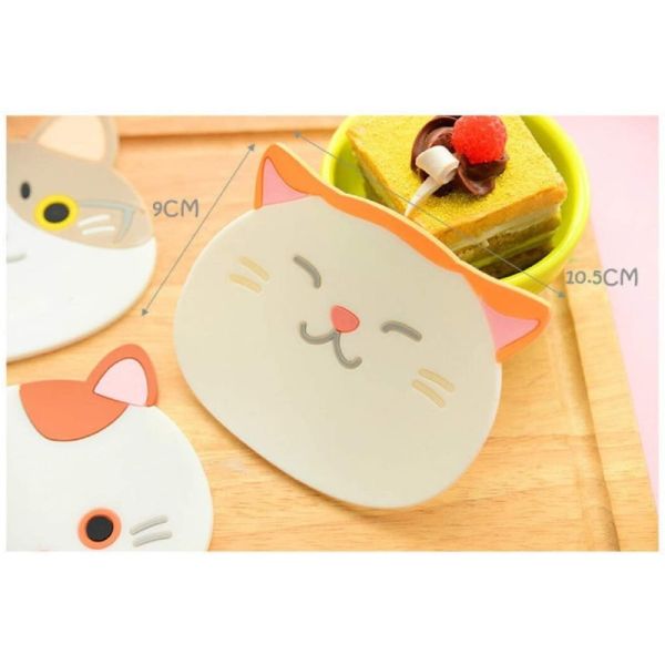 CM-005Cute Cartoon Cat Cup Coasters Mats Silicone Rubber Coaster HEATER