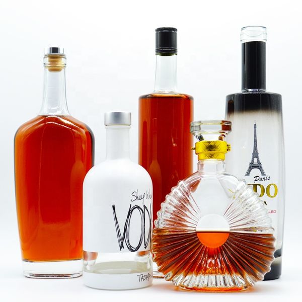 375ml 200ml 100ml Bottle Glass Gin Whisky Wine Vodka Spirit Glass Bottle with Cork
