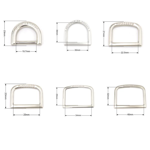 Custom Engrave Logo Metal D Ring 34mm Flat Silver Square D Ring Buckle For Dog Collar