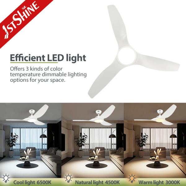 ROHS 52 polegadas branco baixo ruído grande ventilador de teto de fluxo de ar LED cinco velocidades controle remoto