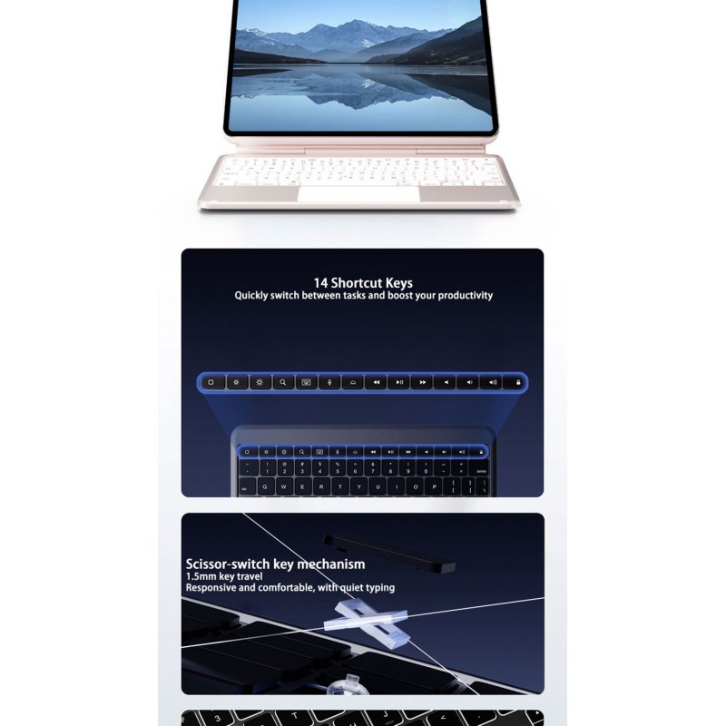 Aluminum Alloy Waterproof Ultra-Slim Backlit Keyboard Case for iPad 11/12.9/13 BT Smart Keyboard Cover OEM Supported