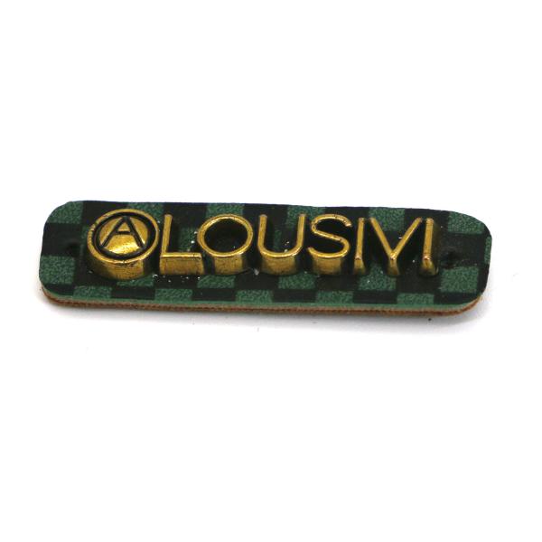 Green Leather Patches For Clothes Copper Material Logo Pattern OEM ODM