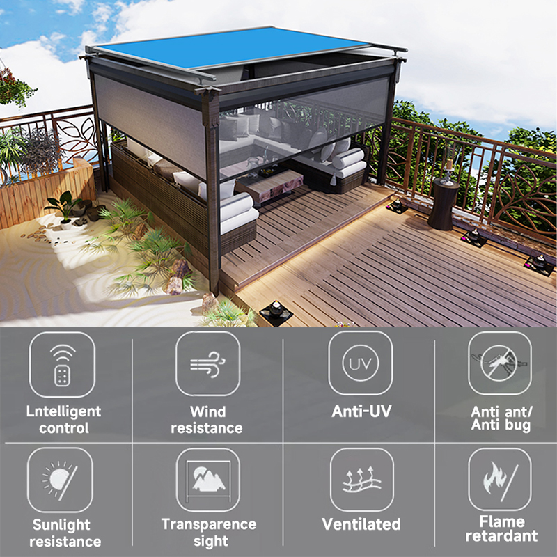 На открытом воздухе шторки перголы ультра умные моторизовали Windproof тени шторок ролика