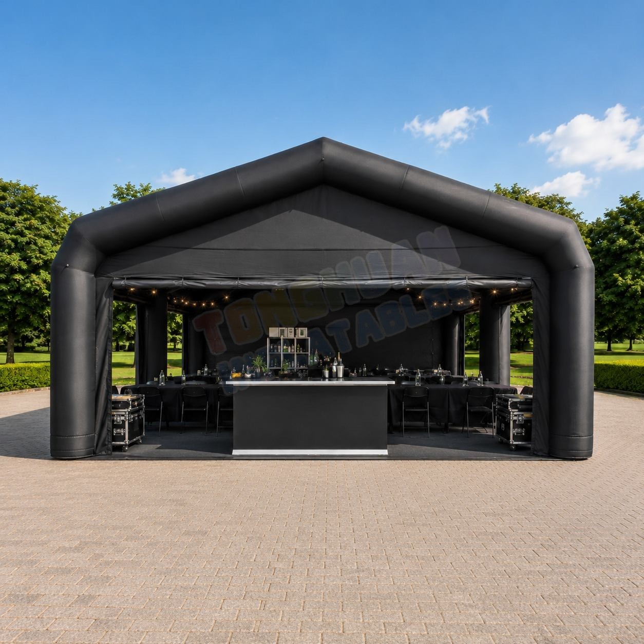 Commercial Inflatable Party Tent Black Pavilion Shelter with Spacious Interior for Hospitality Areas Event Rentals Exhibitions and Temporary Outdoor Venues