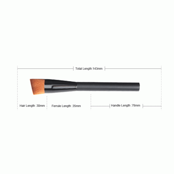 Woman Black Foundation Bevel Brushes With Brown Hair / Black Ferrule