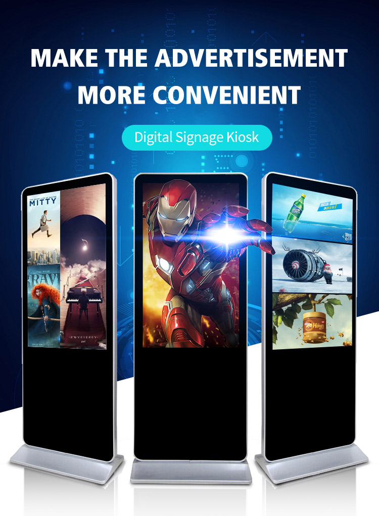 Крытый пол Signage цифров экрана дисплея рекламы Lcd привода Usb FHD внезапный стоя 55 дюймов