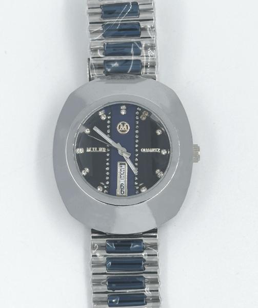 Montres à poignet de type rond quartz avec bordure en acier argenté pour hommes