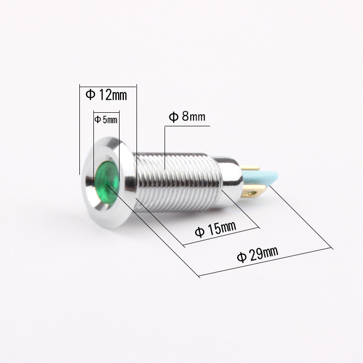 8mm Mini LED Indicator Lights Green/Blue/White for Equipment Pilot 6V12V24V36V48V110V220V 12V Equipment Indicator Lights