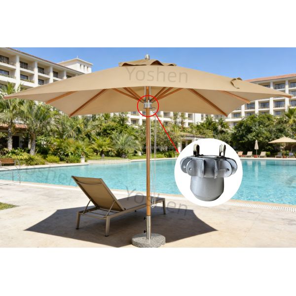 Heavy Duty One Piece Alloy Canopy Hub with Pulleys for 8 Rib Market Umbrella Replacement