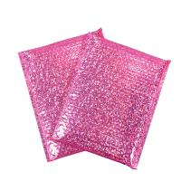 Custom Logo Holographic Bubble Bags Rose Red Gold Bubble Courier Bag