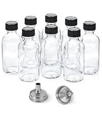 Small Clear Glass Bottles With Lids Boston Sample Bottles for Potion, Juice, Wellness, Ginger Shots, Whiskey, Liquids