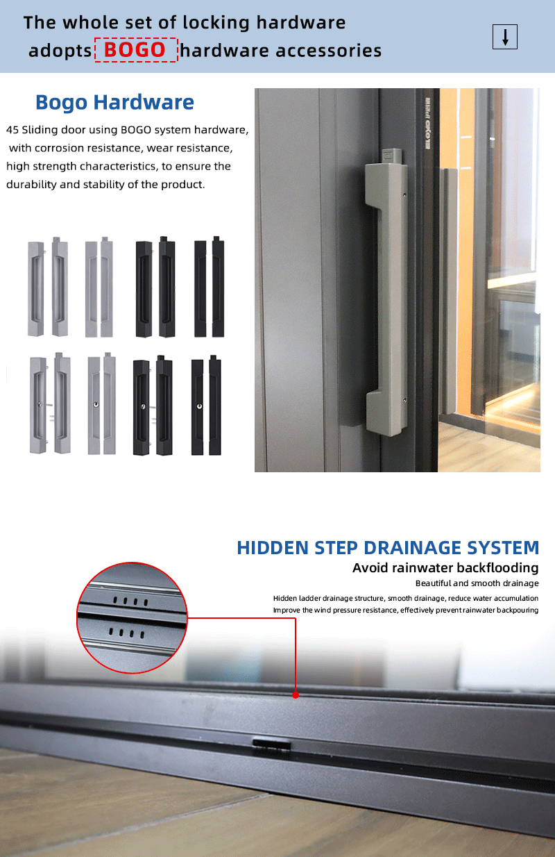 Минималистский дизайн Внешние Двойные стеклянные двери Производитель Алюминиевые Сдвижные Дверные стеклянные двери Терморазрыв Дверные двери