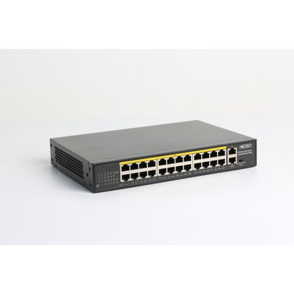 HiOSO 26 Ports Non Standard PoE Switch 24 100M PoE Ports + 2 1000M RJ45 Uplink Ports