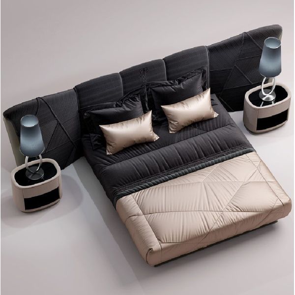 Italian Style Fabric Solid Wood King Size Bed Durable For Bedroom Furniture