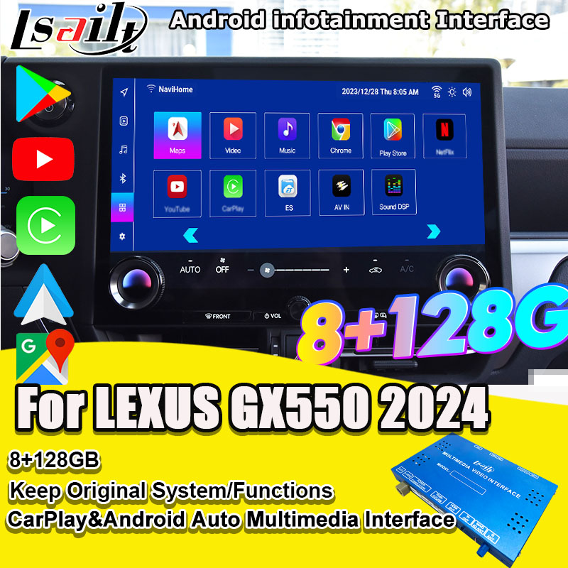 Pin to Pin Android Infotainment Interface для Lexus GX550 2024 RX NX LX ES Включает в себя YouTube, NetFlix, Google Play, Waze