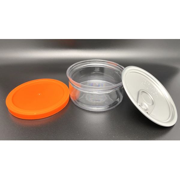 Couvercles en plastique orange pour boîtes d'étain Couvercles en plastique bleu vert pour aliments en conserve pour chiens