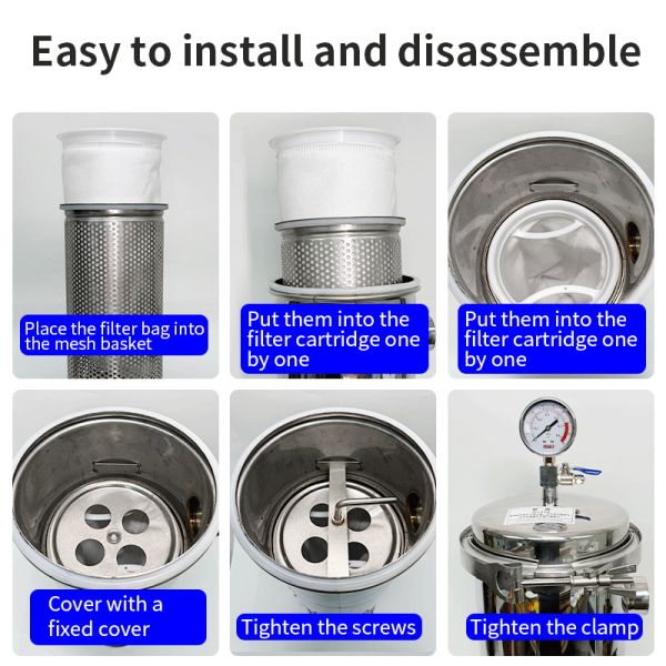 Filtro de agua de acero inoxidable industrial 304 Sistema de tratamiento de agua de doble filtración