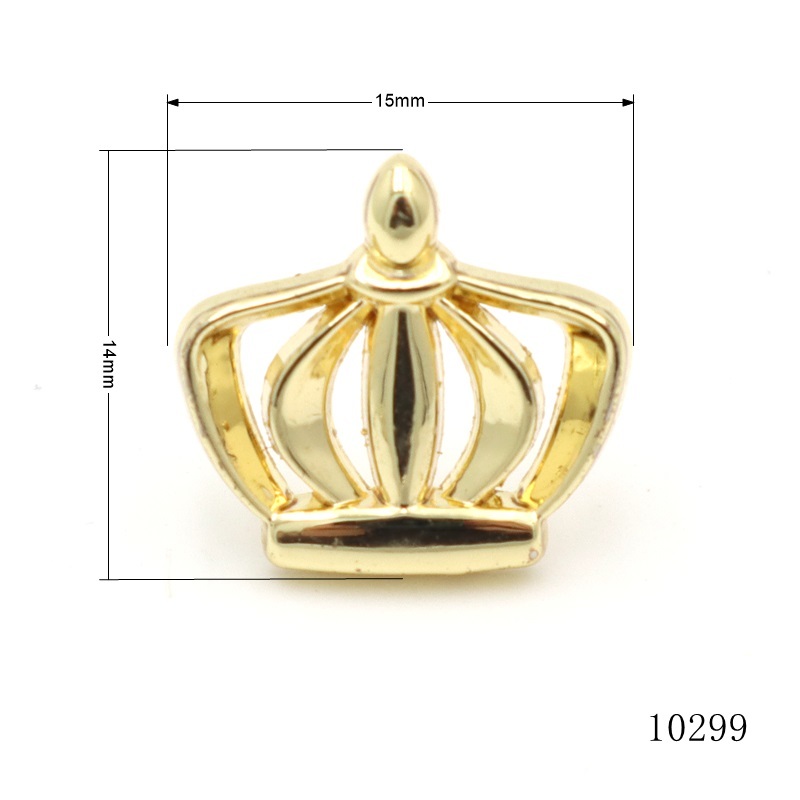 Gold Crown Shape Metal Logo Custom Metal Brand Logo Tag For Leather Handbag Clothing
