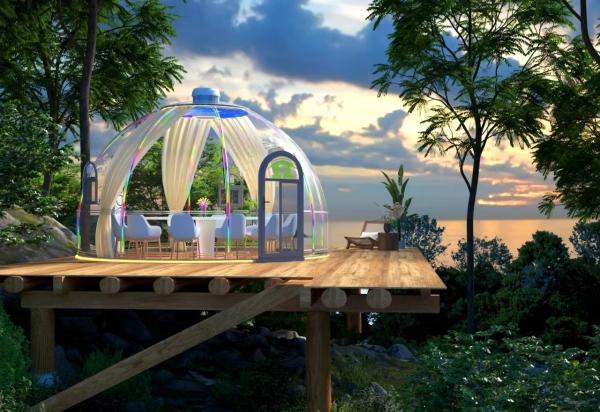 Prefab Cabin House Restaurant Home Transparent Bubble Glamping Dome Dome Tent House