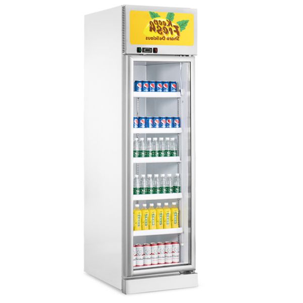 Réfrigérateur commercial à refroidisseur vertical destiné à l'affichage de boissons