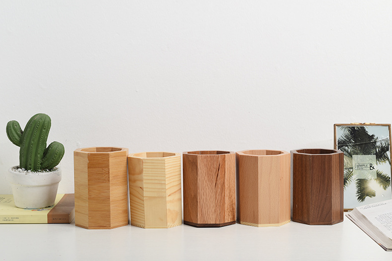 Вазы карандаша ODM OEM держатель ручки твердой деревянной настольный для школы