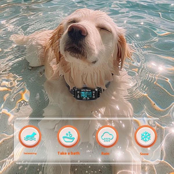Automatic GPS Wireless Waterproof Eco-Friendly Rechargeable Nylon Plastic Electronic Dog Fence OLED Screen Smart Pet Electric