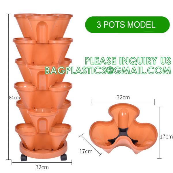 Stackable Planter, Vertical Garden Planter, Strawberry Planter, Indoor/Outdoor, 5 Tier Garden Tower, Herb Plant