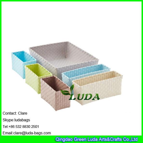 LDKZ-044  Fasion steel frame storage box pp strap woven storage basket for organization