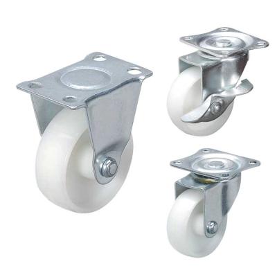 rodízios de nylon brancos do dever da luz da placa do sentido da capacidade de carga da roda 80KG de 65mm