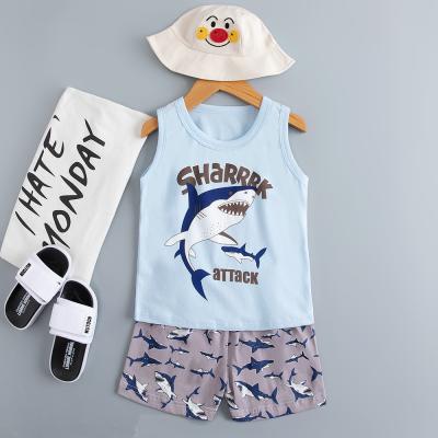 Fierce Shark Cartoon Printed Nightwear Summer Pyjamas Age 7 Skin Friendly