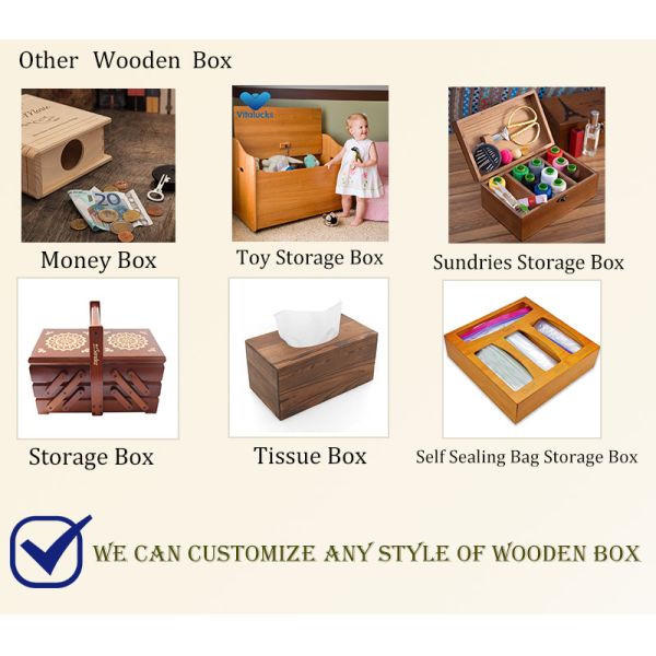 Custom Wooden Crate Gift Boxes with Sliding Lid and Stamping Printing Handling
