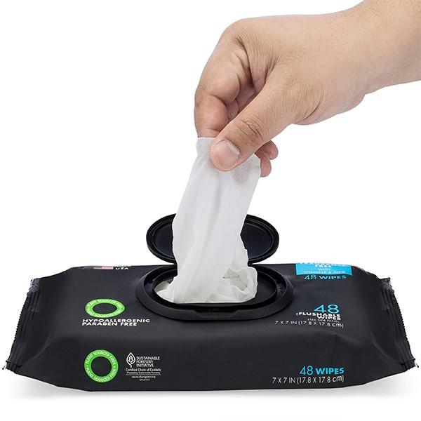 48pcs Fragrance Free XL Wet Toilet Paper Flushable Adult Toilet Wipes Plant Based Fibers